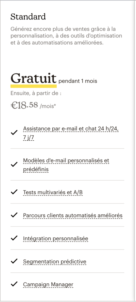 plan standard mailchimp avis verif-email