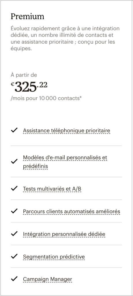 plan premium mailchimp avis verif-email